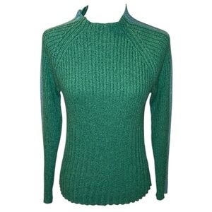 Sundance Two-Toned Ribbed Mock Neck Sweater, Silk Blend, Size Medium